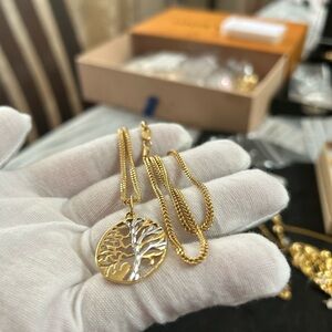 Gold Two-Tone Tree of Life Pendant Necklace - Women Jewelry